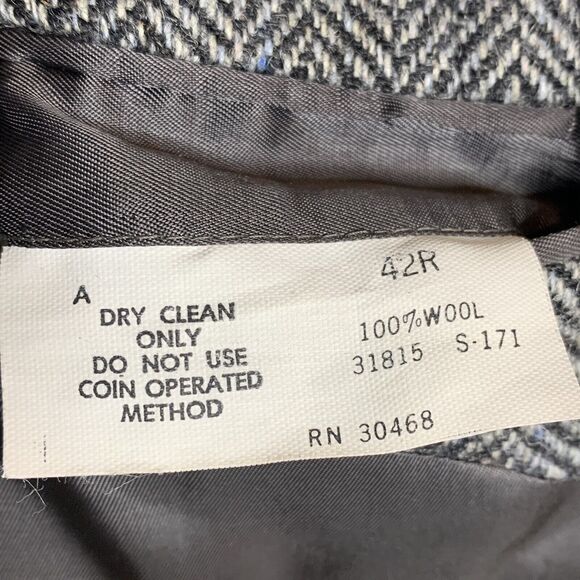 ERNESTO BELLINI Smiths Gray Herringbone 100% Pure Wool Mens Size 42 R Italy Made - Picture 9 of 9